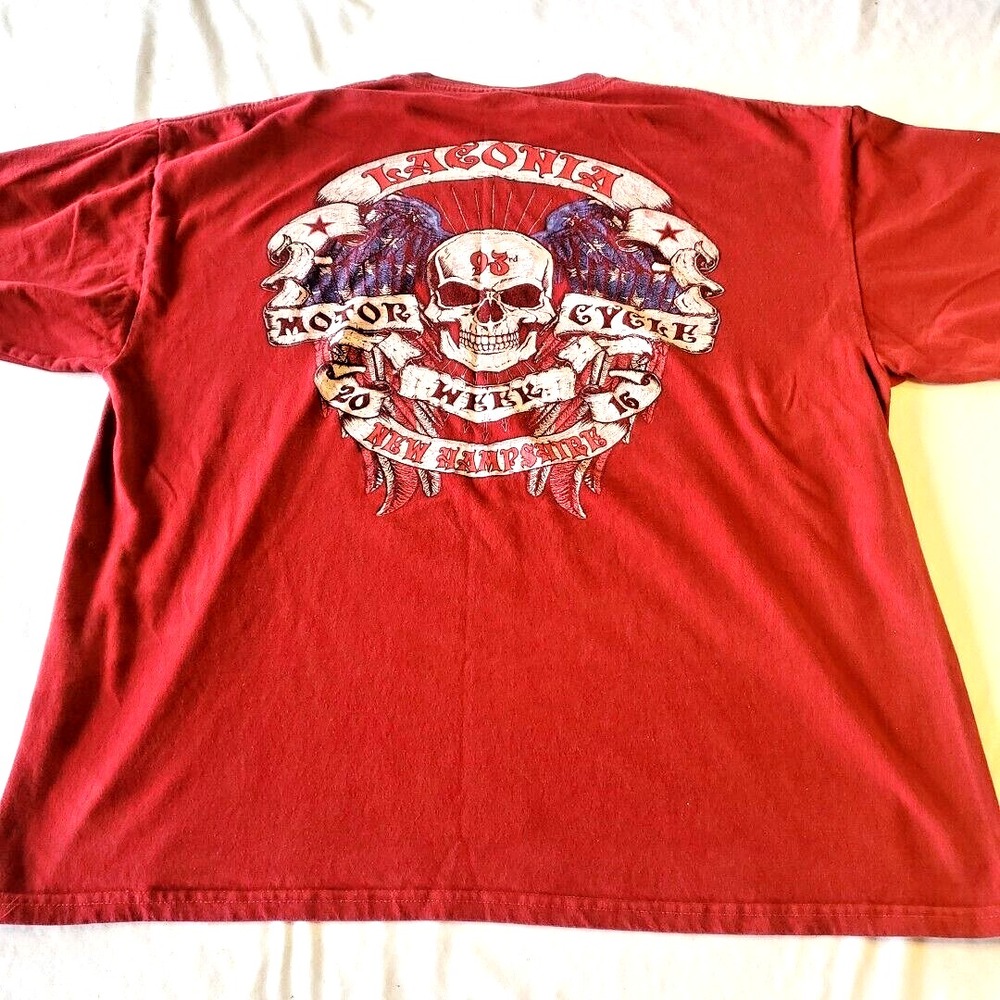 Motorcycle Biker Rally Red T Shirt Laconia Weirs Beach‎ New Hampshire 2XL 2016